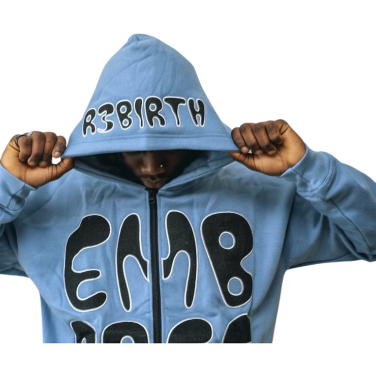 R3birth University Blue ( Embrace ) Zip Up Hoodie