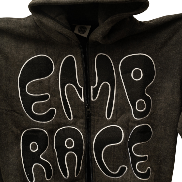 R3birth Washed Black(Embrace) Zip up hoodie