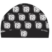 a black skull cap with a design that shows the R3birth clothing logo