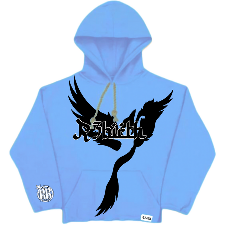 R3Birth blue signature hoodie with a design that shows "R3Birth logo"